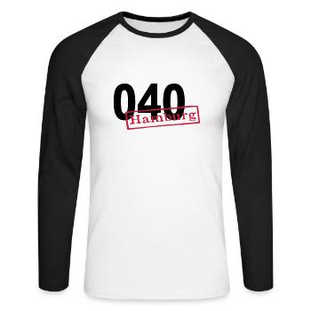 040 Hamburg - Unisex Baseballshirt langarm - Weiß/Schwarz - Vorne - Nik (191cm)