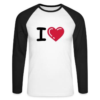 I heart / I love (Herz) 04.0 - Unisex Baseballshirt langarm - Weiß/Schwarz - Vorne - Nik (191cm)