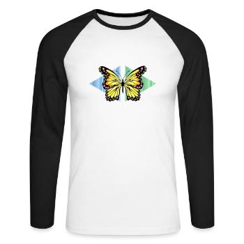 papillon - T-shirt baseball manches longues Homme - blanc/noir - Devant - Nik (191cm)