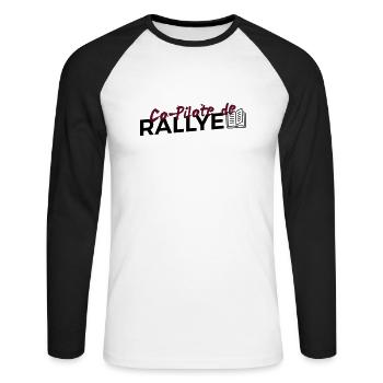 Copilote de Rallye - T-shirt baseball manches longues Homme - blanc/noir - Devant - Nik (191cm)