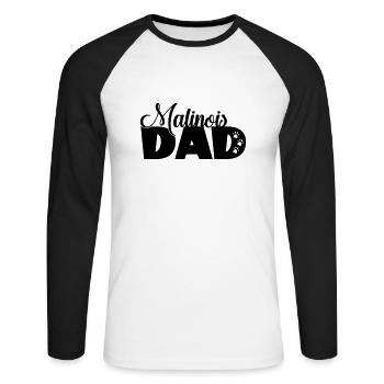 Malinois Dad Belgian Shepherd Dog Pet Fun - Unisex Long Sleeve Baseball T-Shirt - white/black - Front - Nik (191cm)