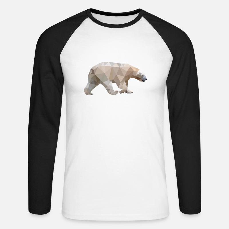 Polygon Eisbär - Unisex Baseballshirt langarm - Weiß/Schwarz