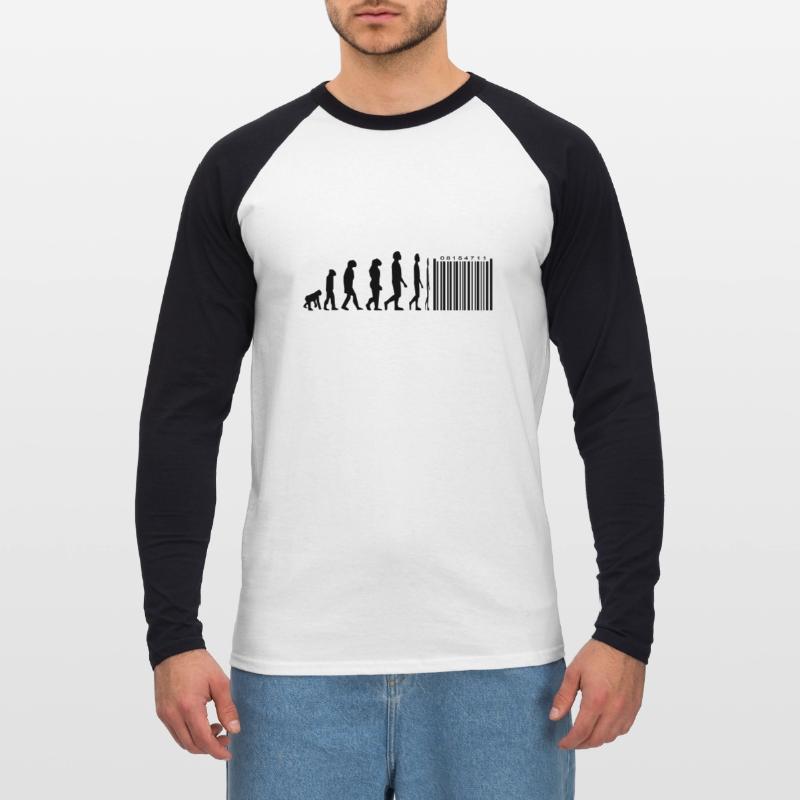 Evolution code à barres T-shirt baseball manches longues Homme