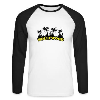 hollywood - T-shirt baseball manches longues Homme - blanc/noir - Devant - Nik (191cm)
