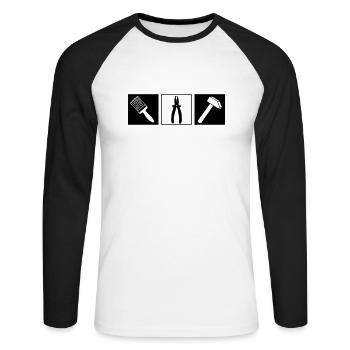 Gardien - Artisans - T-shirt baseball manches longues Homme - blanc/noir - Devant - Nik (191cm)