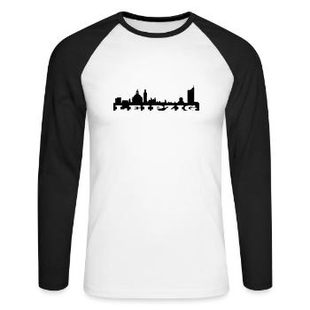Skyline Leipzig - Unisex Long Sleeve Baseball T-Shirt - white/black - Front - Nik (191cm)