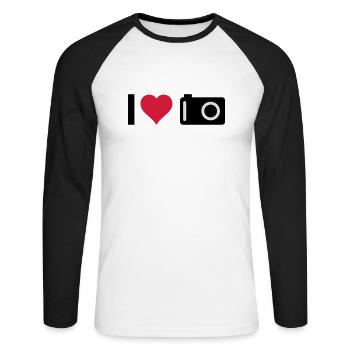 i love my camera - T-shirt baseball manches longues Homme - blanc/noir - Devant - Nik (191cm)