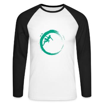 Bouldering - T-shirt baseball manches longues Homme - blanc/noir - Devant - Nik (191cm)