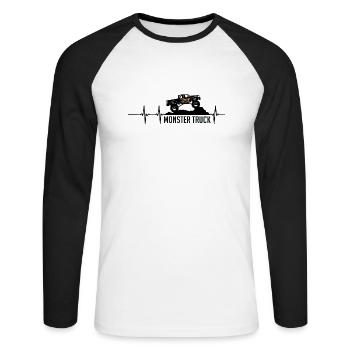 monster truck - Unisex Baseballshirt langarm - Weiß/Schwarz - Vorne - Nik (191cm)