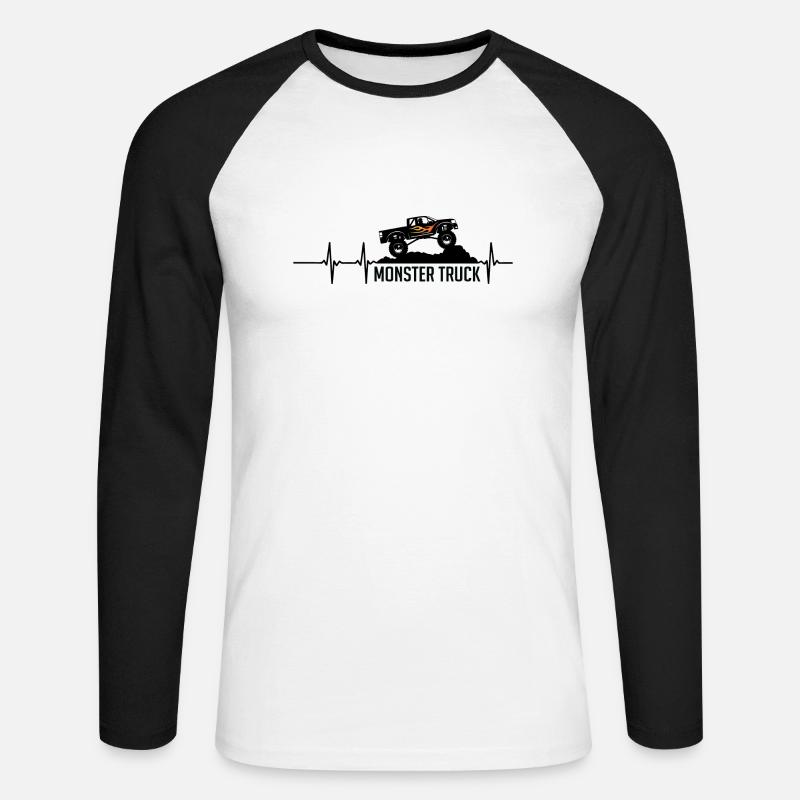 monster truck - Unisex Baseballshirt langarm - Weiß/Schwarz