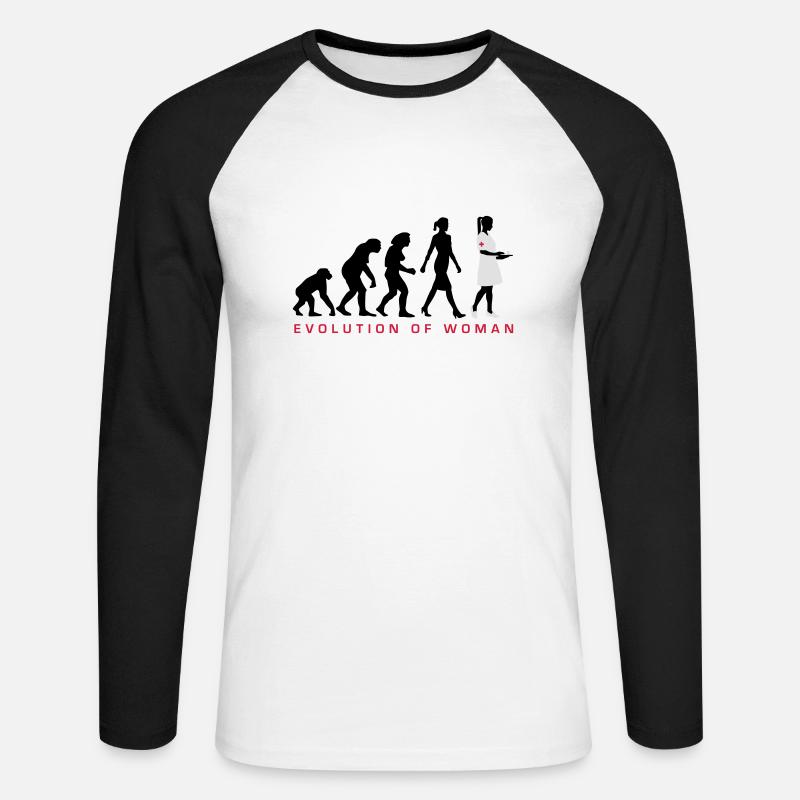 evolution_krankenschwester_122012_c_3c - Unisex Baseballshirt langarm - Weiß/Schwarz
