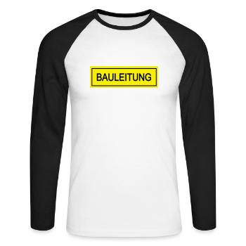 bauleitung - Unisex Baseballshirt langarm - Weiß/Schwarz - Vorne - Nik (191cm)