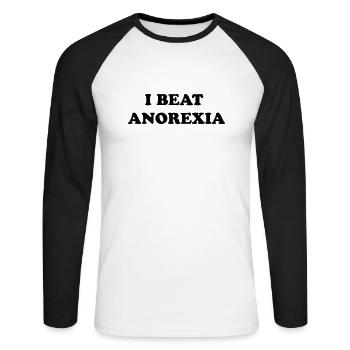 i beat anorexia - Unisex Long Sleeve Baseball T-Shirt - white/black - Front - Nik (191cm)