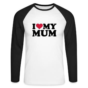 I love my Mum - Unisex Long Sleeve Baseball T-Shirt - white/black - Front - Nik (191cm)