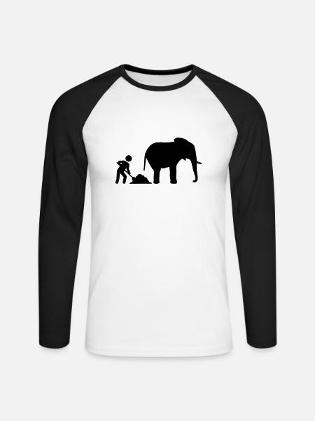 Elefant - Unisex Baseballshirt langarm - Weiß/Schwarz