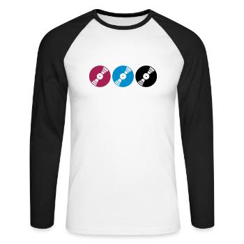 vinyle coloré série discjockey club musique amour musique - T-shirt baseball manches longues Homme - blanc/noir - Devant - Nik (191cm)