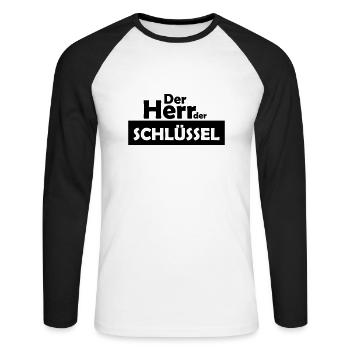 der herr der schlüssel - Unisex Baseballshirt langarm - Weiß/Schwarz - Vorne - Nik (191cm)