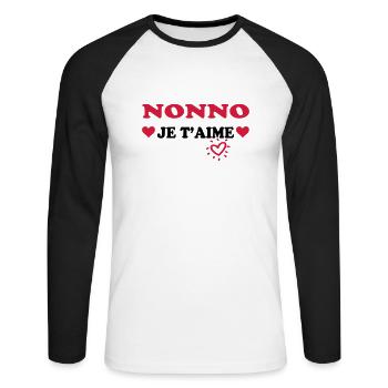 Nonno je t'aime - Unisex Long Sleeve Baseball T-Shirt - white/black - Front - Nik (191cm)