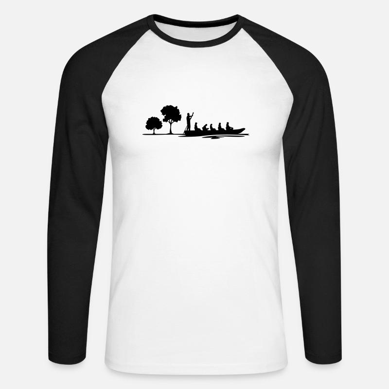 Freizeit - Kahnfahrt - Unisex Baseballshirt langarm - Weiß/Schwarz