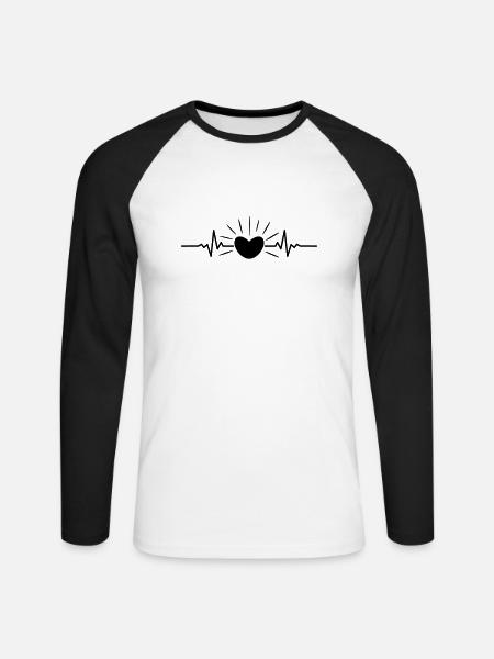 Sommer - Sonne Puls - Unisex Baseballshirt langarm - Weiß/Schwarz