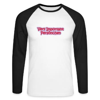 VIP Babysprüche - Unisex Baseballshirt langarm - Weiß/Schwarz - Vorne - Nik (191cm)