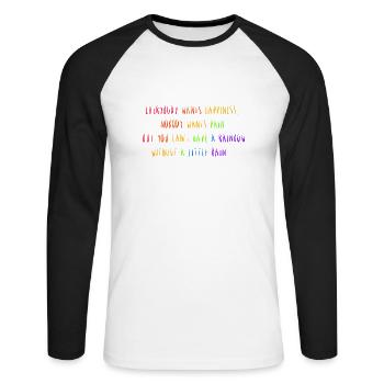 Dire arc-en-ciel - T-shirt baseball manches longues Homme - blanc/noir - Devant - Nik (191cm)