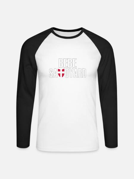 bebe savoyard - T-shirt baseball manches longues Homme - blanc/noir