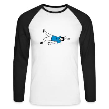 Ohnmächtiger Mann Design - Unisex Baseballshirt langarm - Weiß/Schwarz - Vorne - Nik (191cm)