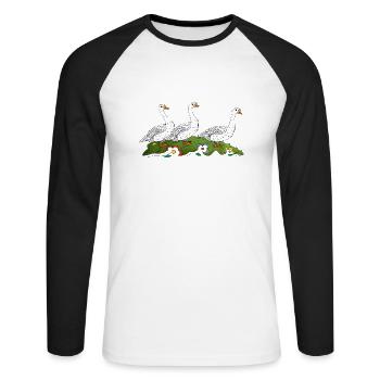 Oies - T-shirt baseball manches longues Homme - blanc/noir - Devant - Nik (191cm)