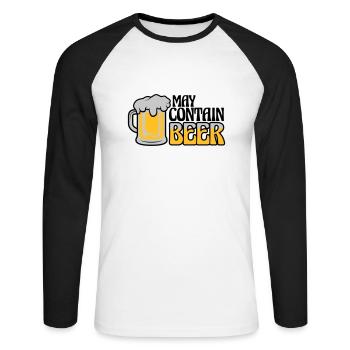 May Contain Beer Spruch - Unisex Baseballshirt langarm - Weiß/Schwarz - Vorne - Nik (191cm)
