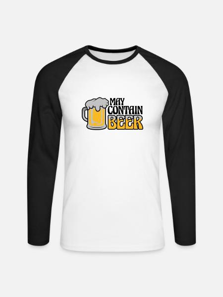 May Contain Beer Saying - Unisex Long Sleeve Baseball T-Shirt - white/black