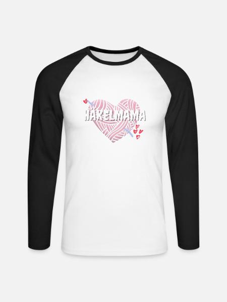 Häkelmama! Häkeln Mutter rosa Herz rot pink Mama - Unisex Baseballshirt langarm - Weiß/Schwarz