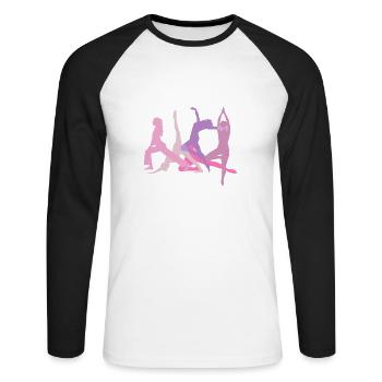 Tournoi, Yoga, Sports, Exercices, Danse, Gymnastique - T-shirt baseball manches longues Homme - blanc/noir - Devant - Nik (191cm)