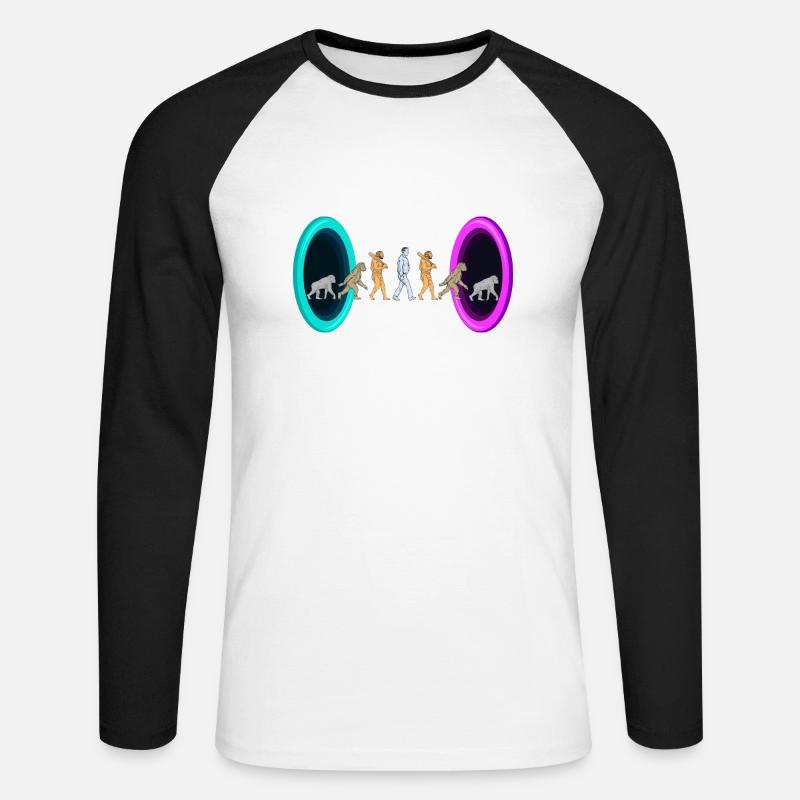 Evolution durch Portale - Unisex Baseballshirt langarm - Weiß/Schwarz