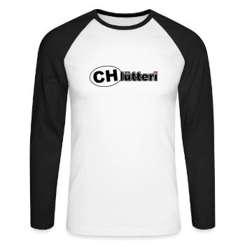 CHlütteri - Unisex Baseballshirt langarm - Weiß/Schwarz - Vorne - Nik (191cm)