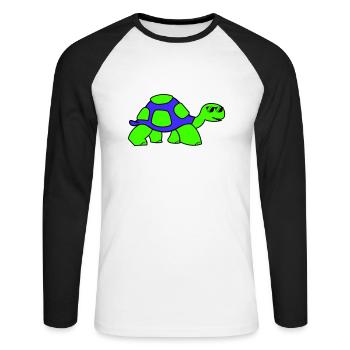 cool turtle - Unisex Baseballshirt langarm - Weiß/Schwarz - Vorne - Nik (191cm)