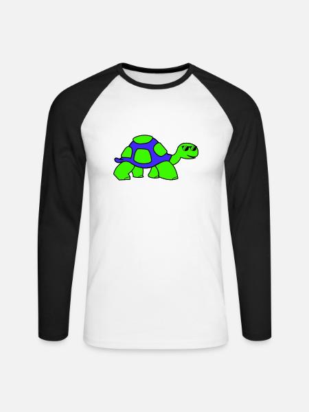 cool turtle - Unisex Baseballshirt langarm - Weiß/Schwarz