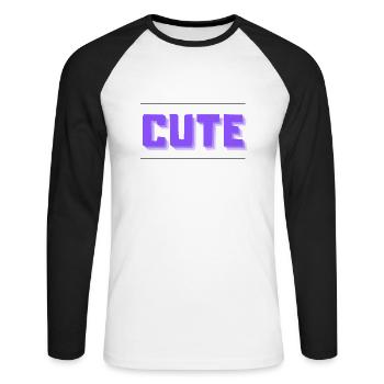 Cute - Unisex Baseballshirt langarm - Weiß/Schwarz - Vorne - Nik (191cm)