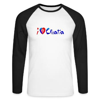 Kroatien hrvatska kroatien hrv reisen europa zagreb - Unisex Baseballshirt langarm - Weiß/Schwarz - Vorne - Nik (191cm)