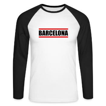 Barcelona - Unisex Long Sleeve Baseball T-Shirt - white/black - Front - Nik (191cm)
