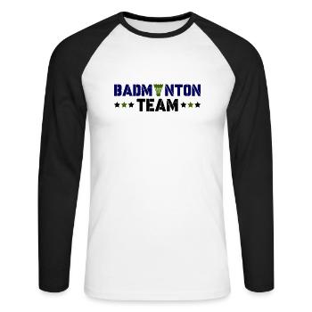 Équipe de badminton - T-shirt baseball manches longues Homme - blanc/noir - Devant - Nik (191cm)