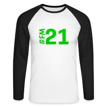 FM21-KARTON - Unisex Baseballshirt langarm - Weiß/Schwarz - Vorne - Nik (191cm)