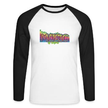 Musique Musique - T-shirt baseball manches longues Homme - blanc/noir - Devant - Nik (191cm)