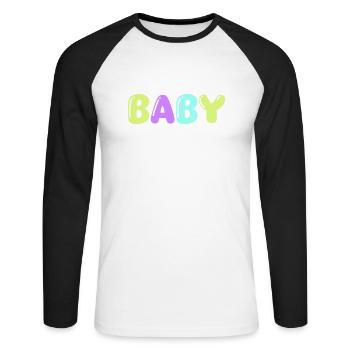 baby - Unisex Long Sleeve Baseball T-Shirt - white/black - Front - Nik (191cm)