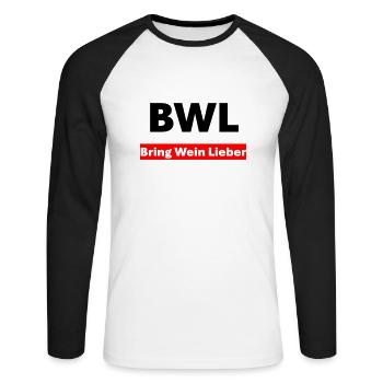 Business Administration Prefer to Bring Wine - Unisex Long Sleeve Baseball T-Shirt - white/black - Front - Nik (191cm)