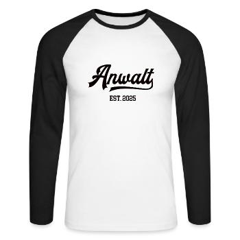 Anwalt Seit 2025 Jurist Jura Studium Anwälte - Unisex Baseballshirt langarm - Weiß/Schwarz - Vorne - Nik (191cm)