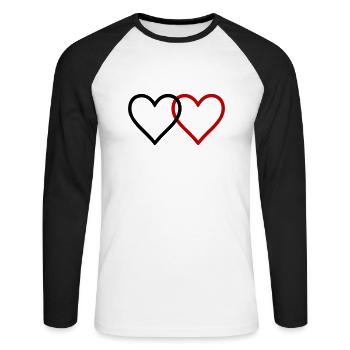Herzen Paar Liebe - Unisex Baseballshirt langarm - Weiß/Schwarz - Vorne - Nik (191cm)
