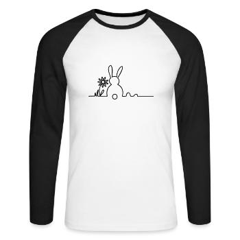 Osterhasi - Unisex Baseballshirt langarm - Weiß/Schwarz - Vorne - Nik (191cm)