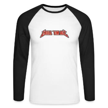 Grill em All 2 - Unisex Baseballshirt langarm - Weiß/Schwarz - Vorne - Nik (191cm)