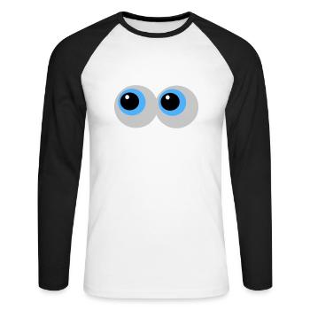 Yeux - T-shirt baseball manches longues Homme - blanc/noir - Devant - Nik (191cm)